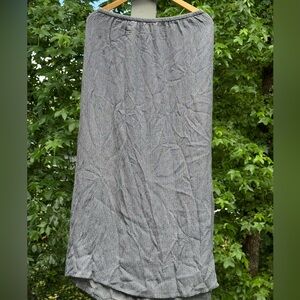 Eileen Fisher Tiny Gingham Navy and White Maxi A-Line Skirt with Ruched Waist